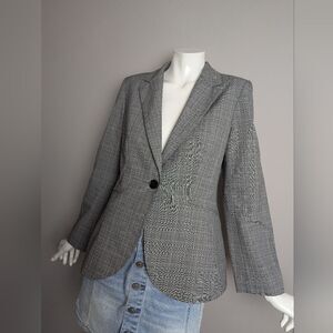 Teen Flo Blazer Grey plaid fitted stretch classic workwear size 6
